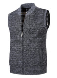 1 x Brand New Yukirtiq Men s Fleece Vest Knitted Vests Fleece Lining Sleeveless Cardigan Thick Gilet Casual Vest Pullover Cardigans Winter Vest with Zip Black L - RRP €21.64