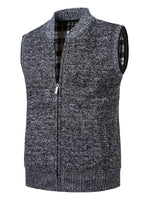 1 x Brand New Yukirtiq Men s Fleece Vest Knitted Vests Fleece Lining Sleeveless Cardigan Thick Gilet Casual Vest Pullover Cardigans Winter Vest with Zip Black L - RRP €21.64