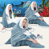 1 x RAW Customer Returns ZOSONET Shark Blanket - made of super soft, cozy flannel with hood, shark overall, shark blanket hoodie, shark sleeping bag, wearable blanket for adults and children XL - RRP €34.79