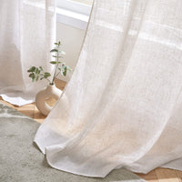 1 x RAW Customer Returns Woaboy 2 Pieces Translucent Linen Curtains Modern Decorative Eyelet Curtains for Living Room and Bedroom 140x260cm Bleached White - RRP €41.99