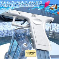 1 x Brand New HLJS Electric Water Gun for Adults, Children, 434CC 58CC Large Capacity Super One-Touch Automatic Water Spray Guns Max Range 32ft Water Sprayer Pool Beach Party Toy, Blue-01 - RRP €12.91