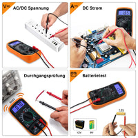 1 x RAW Customer Returns Digital Multimeter Voltmeter Battery Tester Voltage Tester Continuity Tester Ohm Volt Ampere Meter AC DC Voltage Current Resistance Diode Transistor, Large LCD Display and Backlight - RRP €11.98