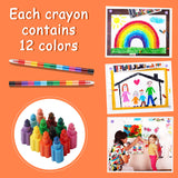 1 x RAW Customer Returns YeahBoom wax crayons, 12pcs stackable colored pencils for children, wax crayon set, pointed chalk colored pencils, rainbow pens, color changing pen, ideal as party favors for s birthdays, Easter gifts for children - RRP €8.99