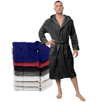 1 x RAW Customer Returns Twinzen men s bathrobe - L - dark gray - 100 cotton 350g m OEKO-TEX certified - bathrobe with hood, 2 pockets, belt - RRP €24.56