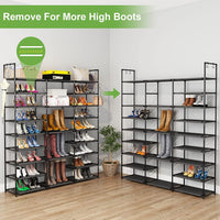 1 x RAW Customer Returns Metal Shoe Rack, Narrow Shoe Rack with 23 Shelves, Holds 50-55 Pairs of Shoes and Boots, Free Standing Shelf for Living Room, Bedroom, Hallway, Entryway Locker Rooms - Black - RRP €40.33