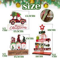 1 x RAW Customer Returns COLOFALLA 3 pieces wooden Christmas decoration stand table decoration Christmas table decoration Christmas tree GNOME dwarf car Merry Christmas wooden decoration figures to stand up sign - RRP €30.0