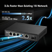 1 x RAW Customer Returns MokerLink 5 Port 2.5G Ethernet Switch with 10G SFP, 5 x 2.5G Base-T Ports Compatible with 10 100 1000Mbps, Metal Unmanaged Fanless Network Switch - RRP €70.86