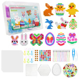 2 x RAW Customer Returns JSTC Iron-On Beads Easter Plate Set, 5 mm Beads Crafts with 12 Pattern Templates Egg Bunny, 3 Peg Plates, 12 Pendants, 4 Ironing Paper and Accessories for Easter Egg Decoration Children Boys Girls Gift. - RRP €22.16