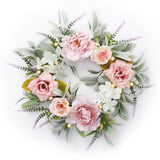 1 x RAW Customer Returns Valery Madelyn artificial flower wreath, 45.7cm door wreath with LED light, artificial flower decoration spring decoration for home, parties, doors, weddings gift for spring - RRP €24.11