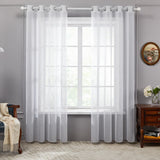 1 x RAW Customer Returns Deconovo curtains white curtain transparent linen look eyelet curtain voile eyelet curtain living room, 229x140, wave - RRP €24.85