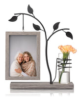 1 x RAW Customer Returns Afuly picture frame 10x15 wooden double glass brown photo frame with vase and metal tree family photo gift for mom grandma - RRP €24.19