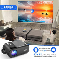 1 x RAW Customer Returns HORLAT Mini Projector for iPhone, 5G WiFi Bluetooth Projector, 9000 Lumen Full HD 1080P Portable Outdoor Projector with 15 Keystone Correction, Home Theater Projector for Gaming PC TV Stick - RRP €109.92