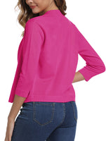 1 x RAW Customer Returns Women s 3 4 Sleeve Open Front Bolero Cardigan Shrug Solid Cardigan Top XXL, Pink Red  - RRP €32.76