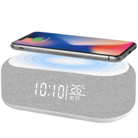 1 x RAW Customer Returns Digital Alarm Clock, Digital Bluetooth Audio Alarm Clock - 9 Colors Night Light, Bluetooth Speaker, Wireless Charger for iPhone Samsung, Temperature Display LED Display - RRP €30.99