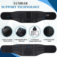 1 x RAW Customer Returns Back Brace for Men Women Back Support Belt for Lower Back Pain Relief with 3 Types of Replacement Lumbar Pads, Waist Support for Herniated Disc, Sciatica, Scoliosis Black, XXL  - RRP €34.48