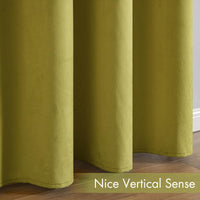 1 x Brand New MIULEE Short Curtains 100 Opaque Velvet Short Curtains for Bedroom Opaque Thermal Curtains with Eyelets Cold Protection Blackout Curtain Set of 2 H x W 175 x 140 cm Light Green - RRP €33.99