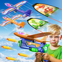 13 x Brand New Ci Vetch Airplane Launcher Toys for Boys Kids, 5 Pack Foam Airplane Outdoor Toys, 2 Led Plane 2 Kites 40 Soft Balls, 3 4 5 6 7 8 Year Old Boys Birthday Gift Ideas - RRP €371.93