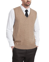 1 x RAW Customer Returns Kallspin Men s Wool Blend V-Neck Sleeveless Pullover Vest Coffee, 3XL  - RRP €33.99