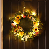 1 x RAW Customer Returns Valery Madelyn 45.7 cm spring door wreath, artificial flower wreath, spring wreath with LED light, wreath decoration with colorful flowers for front door, window, wall, wedding party - RRP €29.27