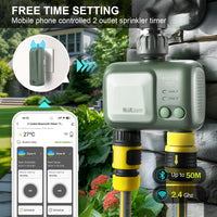 1 x RAW Customer Returns Kazeila Irrigation Computer WLAN Water Timer 2 Outputs, Irrigation Timer with App Voice Control, Waterproof Automatic Garden Irrigation for Garden Greenhouse Agriculture - RRP €58.39