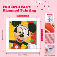 6 x Brand New NAIMOER Mickey Diamond Painting Kits with Frame, Framed Mouse Diamond Painting for Kids Adults, 5D Cartoon Diamond Painting Adults Mosaic DIY Craft for Home Decor 8x8inch - RRP €122.4