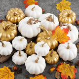 1 x RAW Customer Returns Benjia Pumpkin Autumn Decoration Outdoor Decoration, White and Gold Pumpkins Ornamental Pumpkins Autumn Decoration Autumn Decorations Halloween 16 Pieces - RRP €19.8