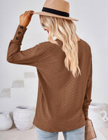 1 x RAW Customer Returns Beluring T-shirt women V neck long sleeve tops elegant plain long shirt brown L - RRP €30.99