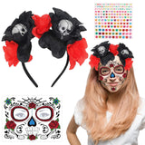 3 x Brand New ARONRAVE Day of the Dead Headband, Dia De Los Muertos Headband, Halloween Skull Headband, Halloween Hair Accessories, Rose Headband with Temporary Tattoo for Halloween Masquerade Party - RRP €18.12