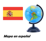 1 x RAW Customer Returns Exerz 20cm World Globe - Spanish Map - Educational Rotating Globe Desktop Decoration - Geographical Modern Political Map - Diameter 20cm - RRP €24.57