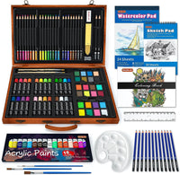 1 x RAW Customer Returns Shuttle Art 118 Pieces Paint Case, Paint Case Includes Acrylic Paint, Colored Pencils, Pastels, Watercolor, Coloring Book, Drawing Pad, Painting Kit for Children Adults - RRP €42.73