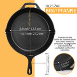 1 x RAW Customer Returns KICHLY Pre-Seasoned Cast Iron Skillet - Cast Iron Frying Pan - 10.25 inch 26 cm Cast Iron Round Pan - Cast Iron Skillet - Iron Pan for Stove and Grill - RRP €27.99