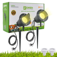 1 x RAW Customer Returns OMSEN Garden Spotlights with Spike GU10 7W Green Light, Replaceable Bulbs, Aluminum IP67 Waterproof, 3.0 m Cable, Outdoor Spotlight with Spike for Courtyard, Trees, Lawns and Plants - RRP €22.8