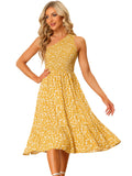 1 x Brand New Allegra K Women s Dresses Sleeveless One Shoulder Summer Ruffle Hem Flowy Beach Party Floral Midi Dress Yellow XL - RRP €35.11