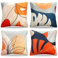 2 x RAW Customer Returns Cushion cover Boho decorative pillows Geometric leaves cushion covers Sofa cushions 50 x 50 cm Colorful abstract pattern cushion cover Decorative linen throw pillow covers Cushions for sofa armchair Home bedroom  of 4 - RRP €45.4