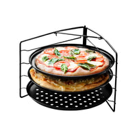 1 x RAW Customer Returns Chef Pomodoro pizza tray round pizza tray pizza tray set of 3 non-stick perforated pizza pan made of carbon steel, round pizza tray 28 cm - RRP €30.35