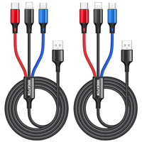 1 x RAW Customer Returns NINGKPOW Multi USB Cable 2Pack 1.2M , 3 in 1 Universal Charging Cable Nylon Fast Multi Charging Cable USB Multiple Charging Cable with Micro USB Type C for Samsung Galaxy S23 S22, Huawei P50 P40, Oneplus, LG - RRP €6.5