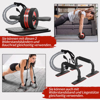 1 x RAW Customer Returns EnterSports Abdominal Roller Abdominal Muscle Trainer, 6-in-1 Abdominal Trainer with Fitness Band, Push-Ups, Knee Mat, Abdominal Trainer for Home, Fitness Equipment, Abdominal Muscle Roller, Good for Home Training - RRP €30.99