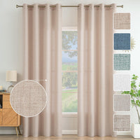 1 x RAW Customer Returns MIULEE living room curtains linen eyelet curtain linen look curtain boho curtain with eyelets semi-transparent linen curtain curtains set of 2 HxW 225x140 cm, beige-pink - RRP €31.25