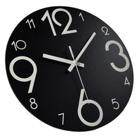 1 x RAW Customer Returns Plumeet Luminous Wall Clock -12-inch Quiet Wooden Clock Fluorescent - Large Decorative Wall Clock for Kitchen, Office and Bedroom Black  - RRP €19.46