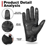 1 x RAW Customer Returns BORLENI Touch Screen Goatskin Leather Motorcycle Gloves with Full Finger Knuckle Protection for Men Breathable for Summer Black XL - RRP €35.99