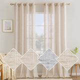 1 x RAW Customer Returns MIULEE linen curtains with eyelets voile curtains linen look curtains living room modern window curtain children s room kitchen curtains loop curtain set of 2 140 x 245 cm white rice - RRP €34.27