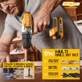 1 x RAW Customer Returns Hi-Spec 58pc 18V Cordless Drill and Drill Bit Set. DIY Cordless Screwdriver, Drill with S2 Bits for Metal, Wood and Masonry. All in a Storage Bag Yellow - RRP €60.99