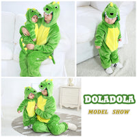 1 x RAW Customer Returns Doladola Baby Romper with Hood Unisex Baby Onesie Cartoon Animal Jumpsuit Pajamas 18-24 Months, Green Dinosaur  - RRP €24.99