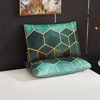 1 x RAW Customer Returns Xiongfeng Mitchell bed linen 200x220 cm green geometric checkered reversible bed linen marble modern microfiber double bed duvet cover with zipper and 2 pillowcases 80x80cm - RRP €34.19