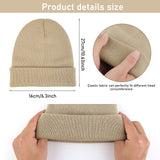 2 x Brand New 2 Pieces Men s Winter Hat Knitted Winter Hat Black Beanie Hat for Men Women Classic Cuffed Beanies Beige Black Unisex Beanie - RRP €45.6