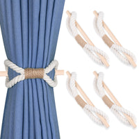 1 x RAW Customer Returns OCIOLI 4 Pack Boho Curtain Tiebacks Handmade Curtain Tiebacks with Wood Club Cotton Rope Tie Backs Curtain Tiebacks Curtain Tiebacks for Curtains Beige Cotton Rope, 4  - RRP €14.42