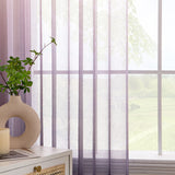 10 x Brand New EMEMA Sheer Curtains Gradient Eyelet Window Curtains Polyester Color Changing Voile Shade Half Sheer Decor for Living Room Bedroom Office Set of 2, 140X225CM Purple - RRP €221.8