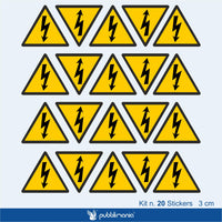 1 x RAW Customer Returns pubblimania Electrical hazard stickers Material PVC Cm 2.6x3 20 pcs  - RRP €16.8