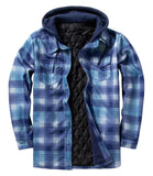 1 x RAW Customer Returns GLESTORE Lumberjack Jacket Men s Flannel Shirt Jacket Lined Thermal Shirt Winter Long Sleeve with Hood Checked Lumberjacket Blue and White M - RRP €48.99