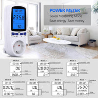 2 x RAW Customer Returns Electricity consumption meter power measuring device socket electricity meter, energy cost measuring device electricity cost measuring device electricity consumption meter, LCD backlight 180 readable display - RRP €30.24